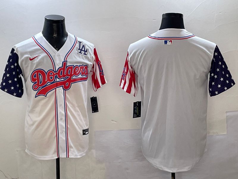 Men Los Angeles Dodgers Blank White a generation of national flags Joint name 2025 Nike MLB Jersey style 4
